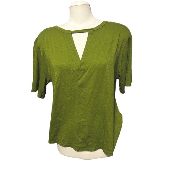 Velvet by Graham and Spencer Cotton Cut Out Neck Relaxed Fit Short Sleeve Shirt - Picture 2 of 7